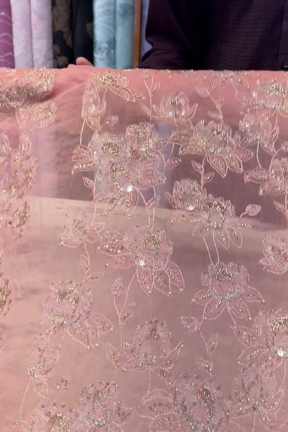 Rose Pink Fancy Chiffon Hand Embellished