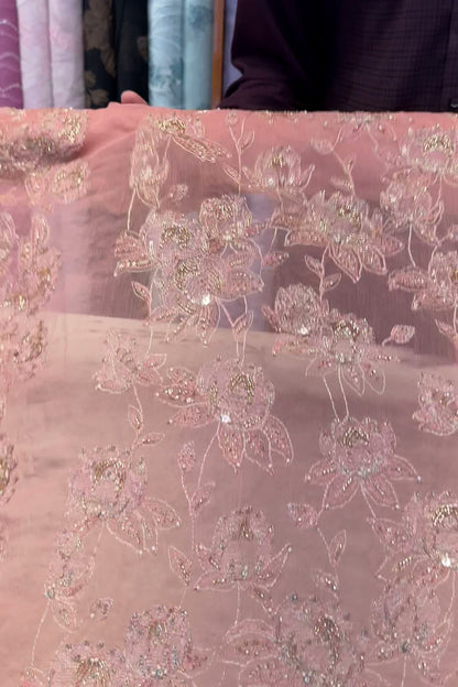 Rose Pink Fancy Chiffon Hand Embellished