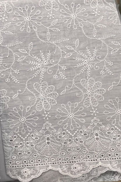 Fabareeze Grey Chikankari Cutwork fabric