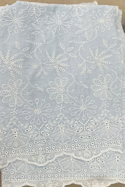 Fabareeze Ice Blue Chikankari Cutwork fabric