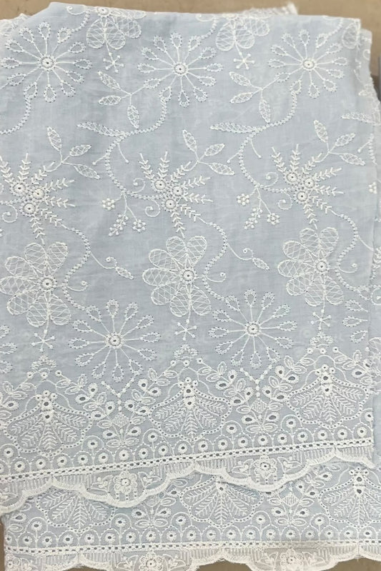 Fabareeze Ice Blue Chikankari Cutwork fabric