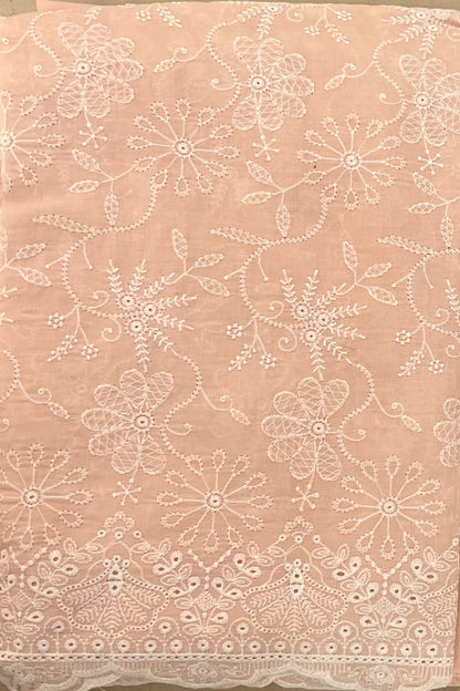 Fabareeze Peach Chikankari Cutwork fabric