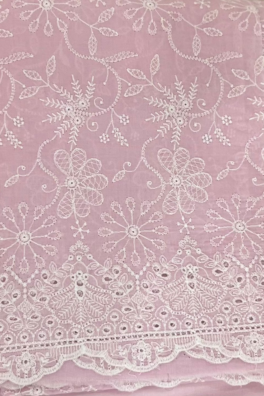 Fabareeze Purple Chikankari Cutwork fabric