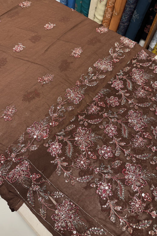 Coffee Brown Luxury Formal Chiffon
