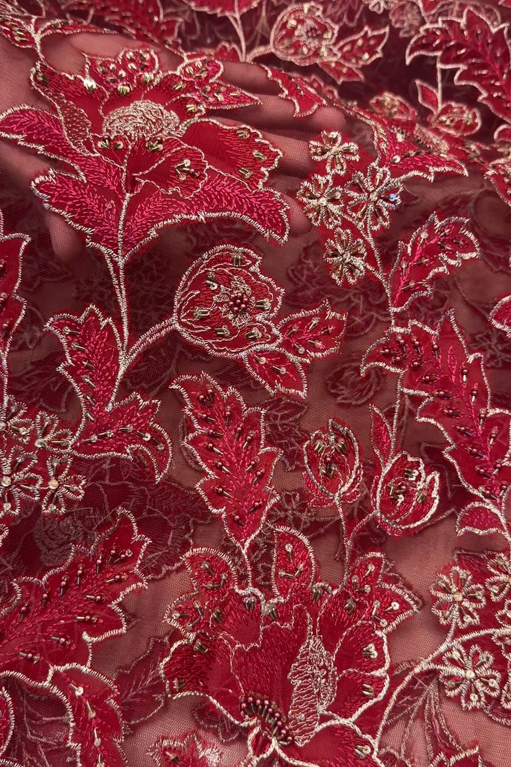 Fabareeze Maroon Applique Cutwork Hand Embellished