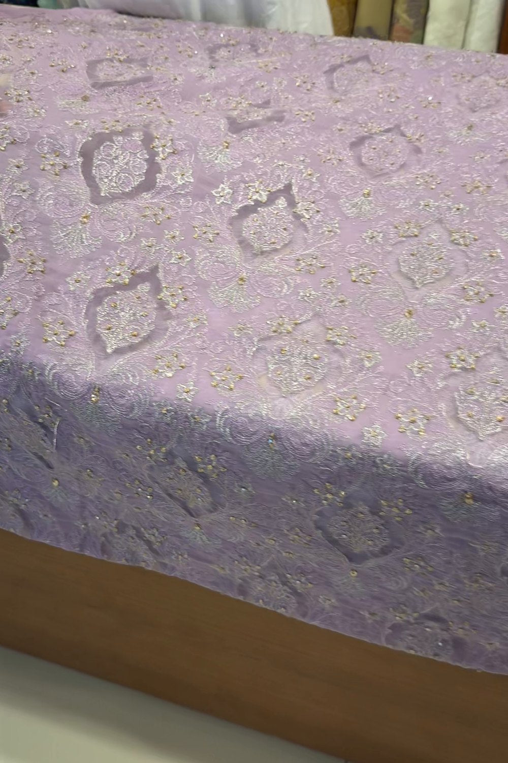 Fabareeze Lilac Applique Cutwork Hand Embellished