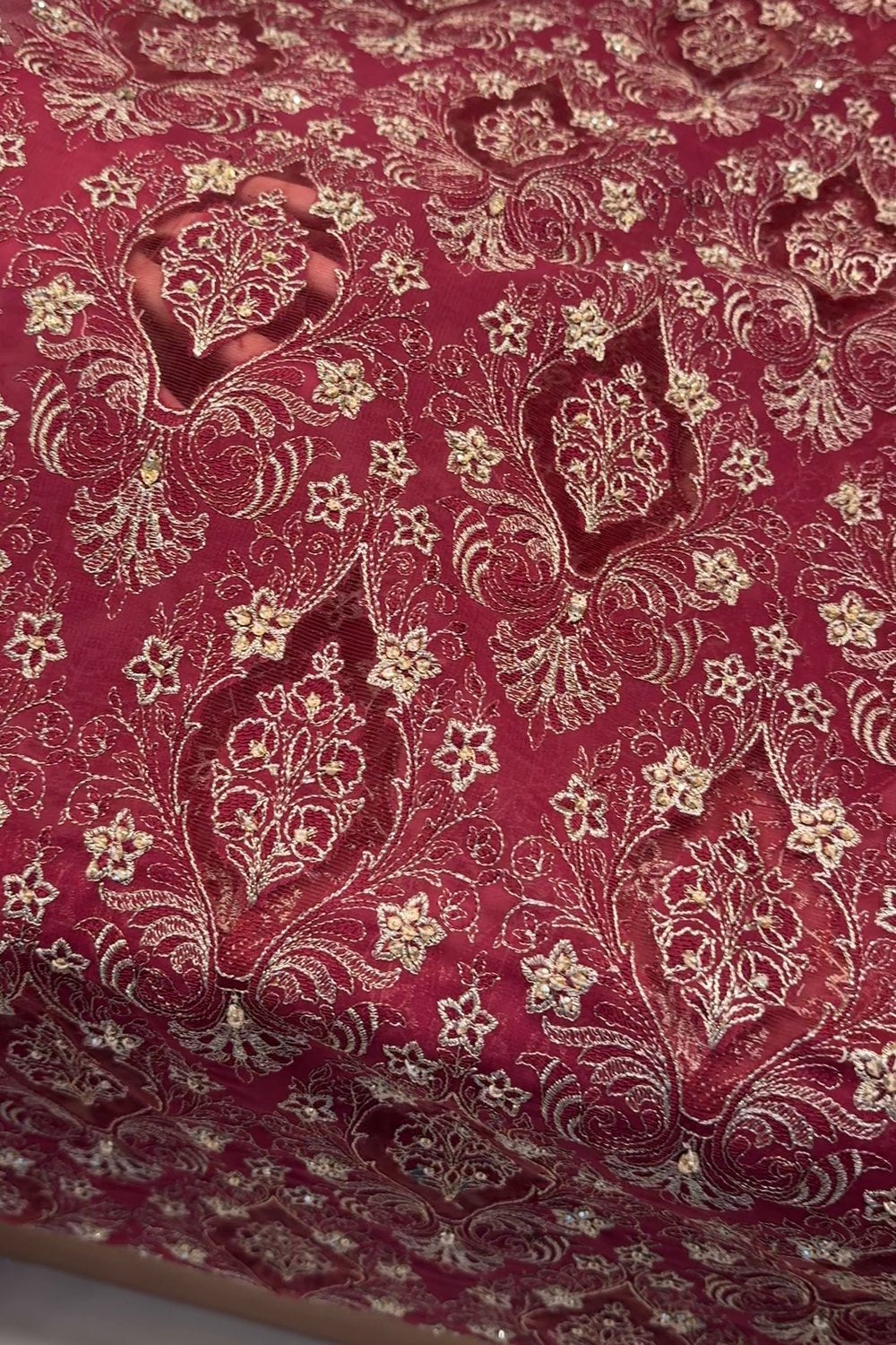 Fabareeze Magenta Applique Cutwork Hand Embellished