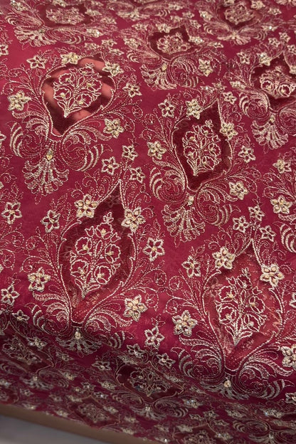 Fabareeze Magenta Applique Cutwork Hand Embellished