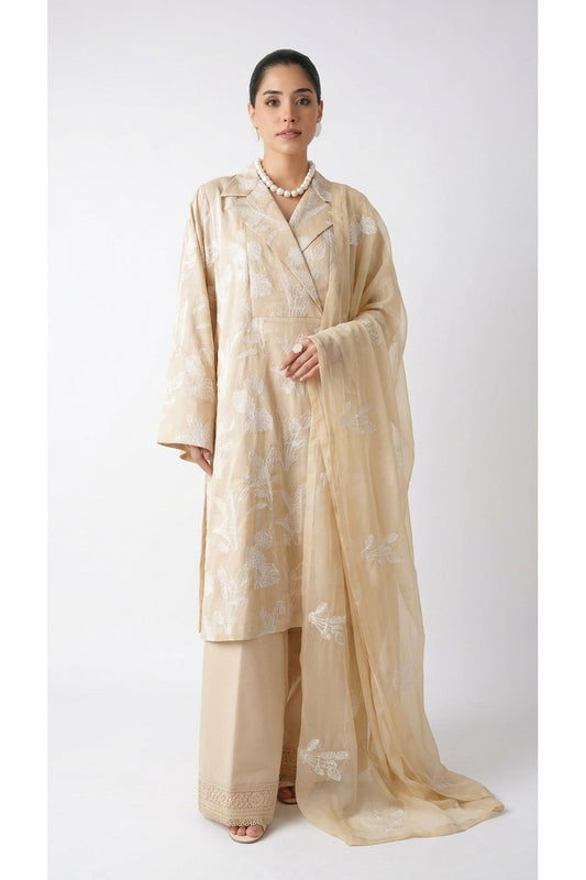 Fabareeze Cream Embroidered Lawn