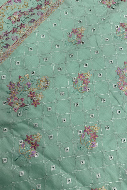 Fabareeze Green 3 PC Lawn Embroidered - embroidery detail
