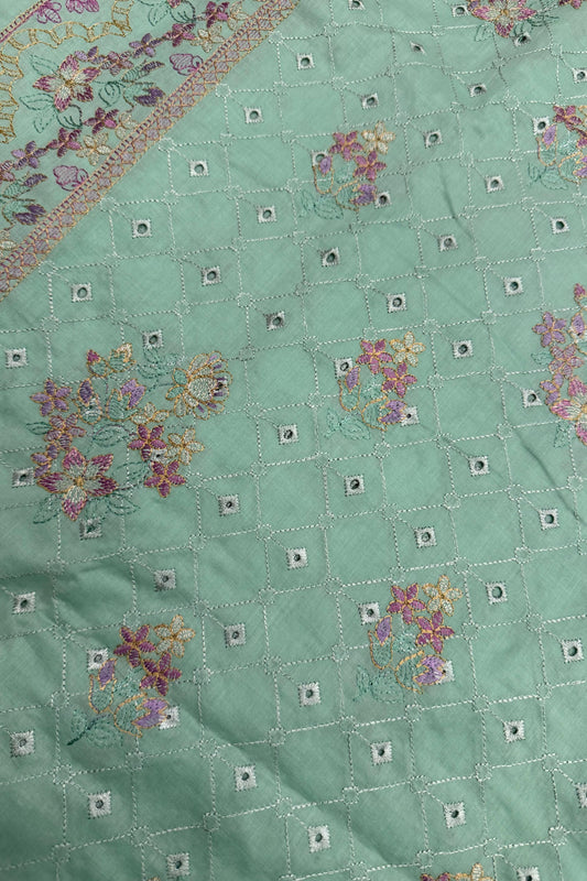Fabareeze Green 3 PC Lawn Embroidered - embroidery detail
