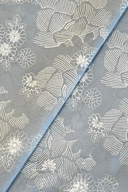 Grey embroidered lawn fabric detail