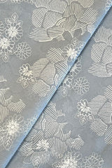 Grey embroidered lawn fabric detail
