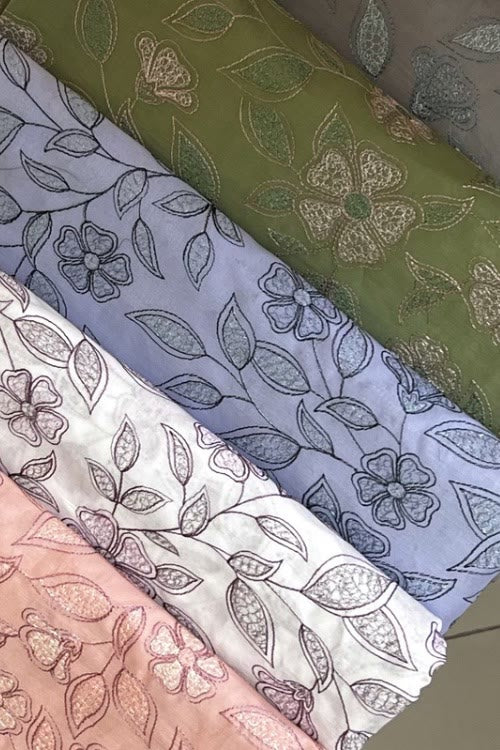 Floral embroidered lawn 3-piece - 5 colours