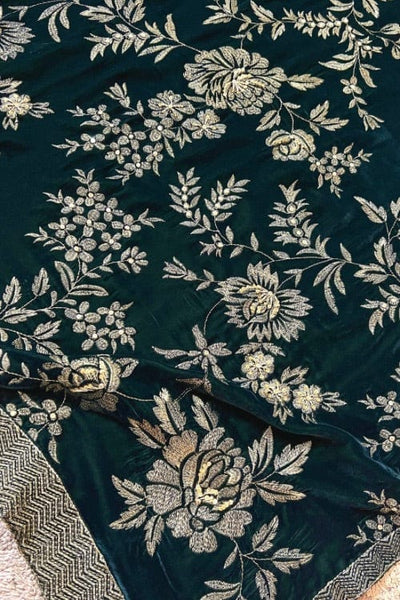 Fabareeze Bottle Green Floral elegance 3 PC Velvet