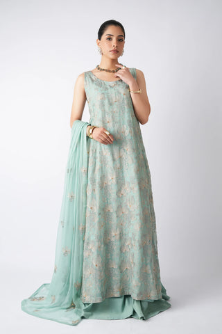 bareeze formal dresses Ivory Embroidered Bareeze Net Long Shirt - Maryum N Maria | Formal Eid Edit  | SOUMYA - MWS5963