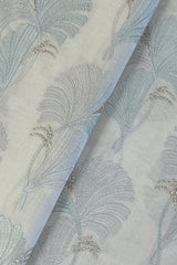 Grey Embroidered Lawn - fabric closeup