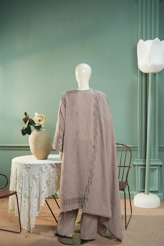 Grey Karandi Shawl Set - full 3-piece embroidered karandi shawl set