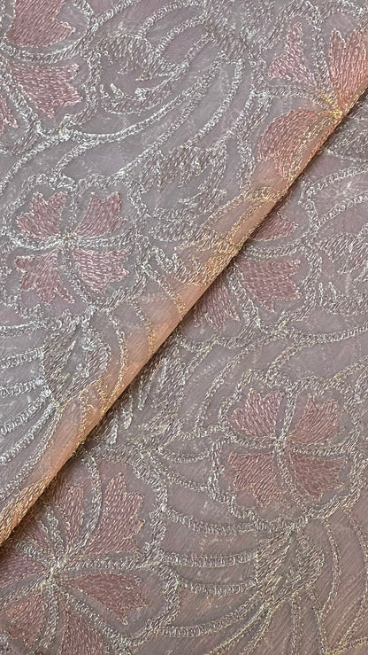 Fabareeze Falsa Fancy Chiffon Embroidered fabric close-up