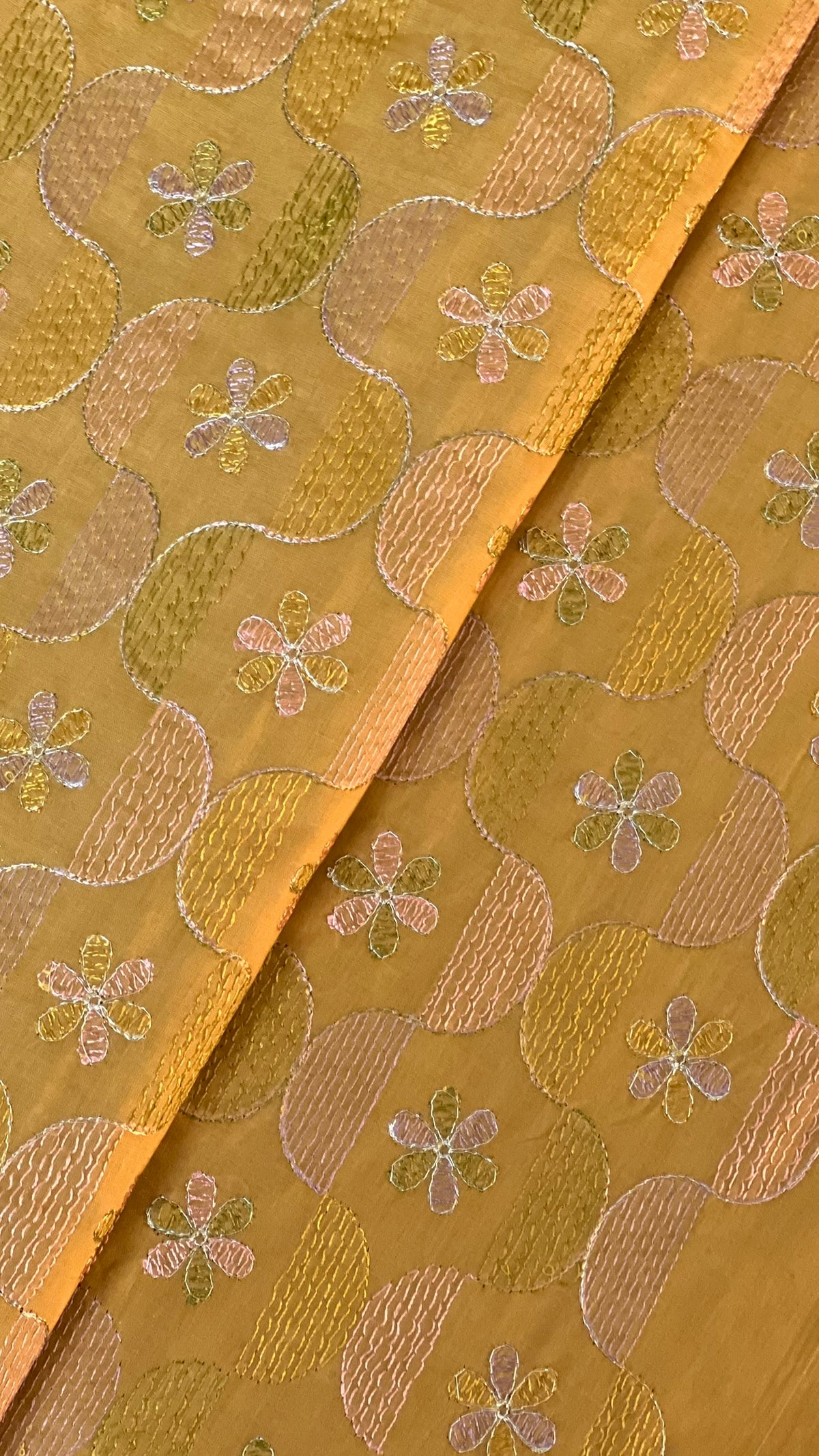 Fabareeze Orange Embroidered Lawn fabric close-up