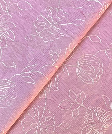 Fabareeze Powder Pink Embroidered Lawn fabric close-up