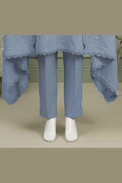 Ice Blue Karandi Shawl Set - shawl border and trouser