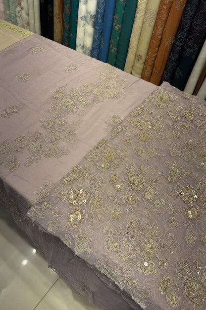 Lilac Luxury Formal Chiffon - hand embellished fabric