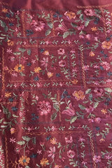 Maroon Embroidered Lawn - fabric closeup