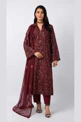 Maroon Embroidered Lawn 3 Piece - model
