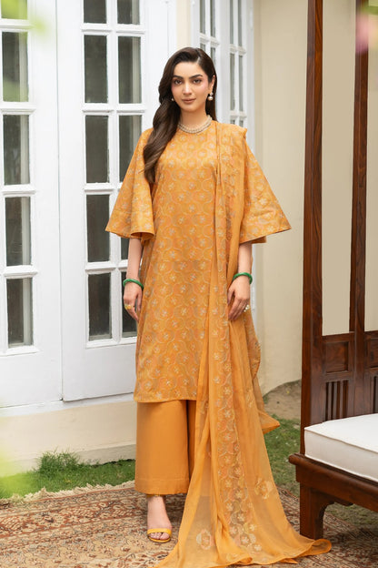 Fabareeze Orange 3 PC Embroidered Lawn