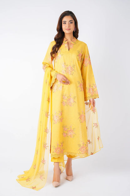 Fabareeze Yellow 3 PC Embroidered Lawn