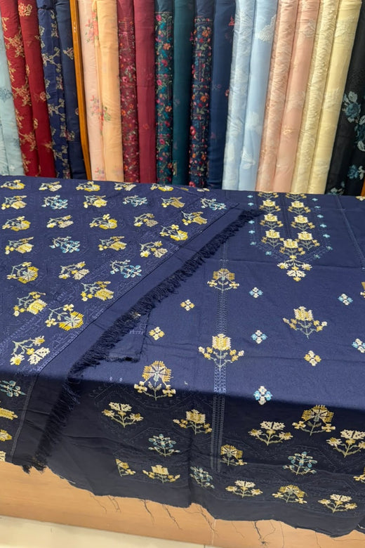 Navy Blue Karandi Shawl Set
