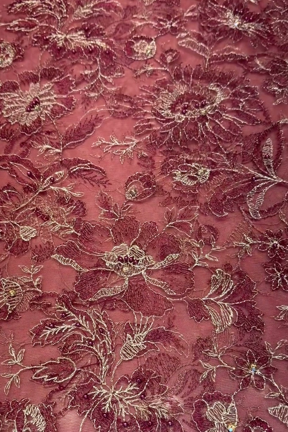 Fabareeze Maroon Fancy Net Hand Embellished