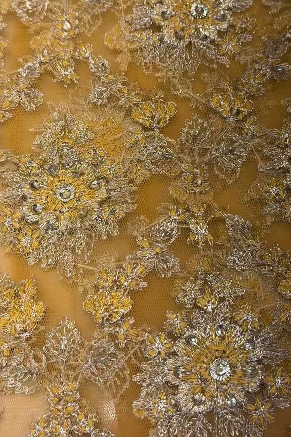 Fabareeze Yellow Fancy Net Hand Embellished