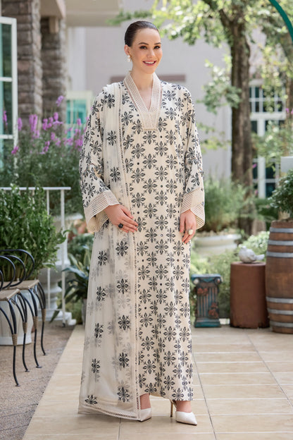 Off White Shishakari Embroidered - unstitched 3-piece suit