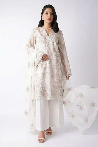 Fabareeze Off White 3 PC Embroidered Lawn