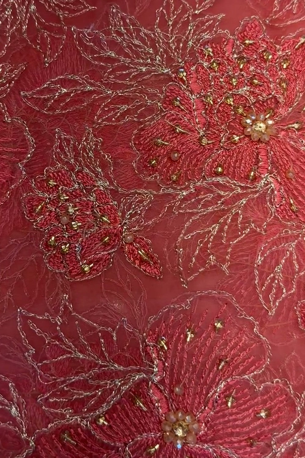 Fabareeze Orange Fancy Chiffon Hand Embellished