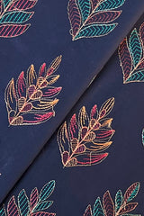 Navy blue embroidered lawn fabric detail