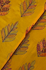 Mustard embroidered lawn fabric detail