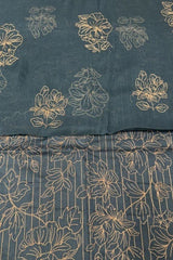Teal green embroidered lawn fabric detail
