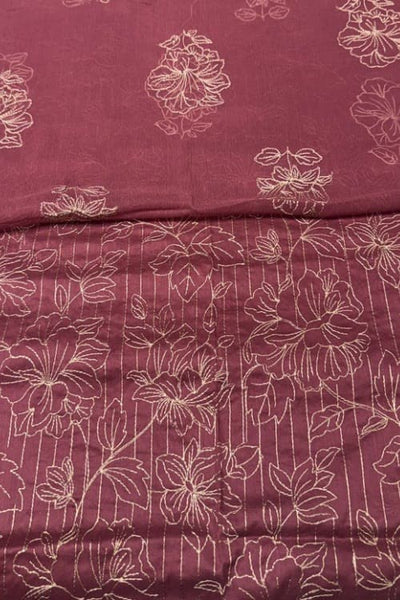 Maroon embroidered lawn fabric detail