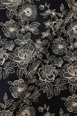 Black embroidered lawn fabric detail