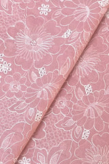 Pink chikankari embroidered fabric detail
