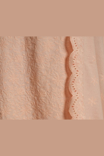 Peach Karandi Shawl Set - embroidery detail