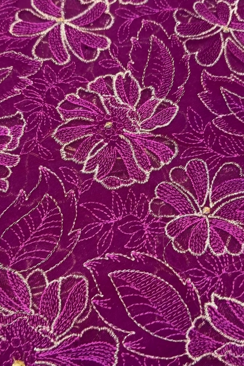 Fabareeze Plum Fancy Net Applique Hand Embellished