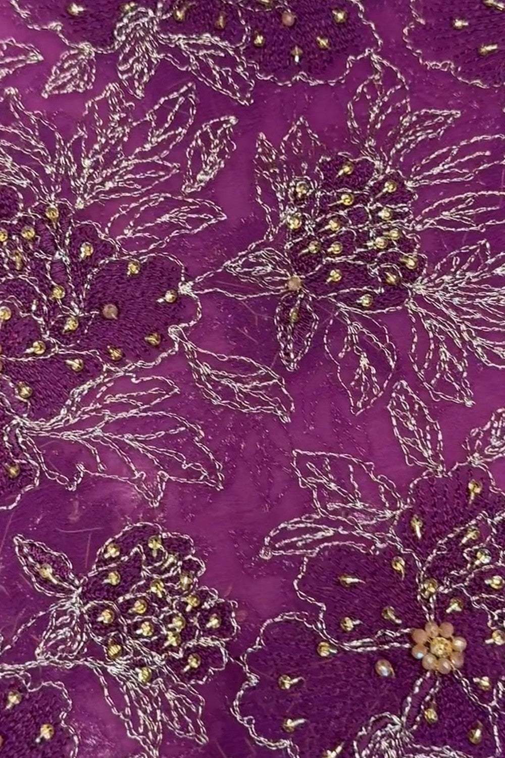 Fabareeze Plum Fancy Chiffon Hand Embellished