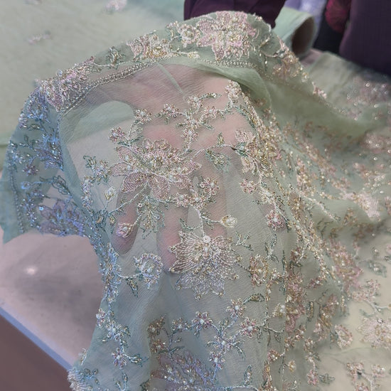 Mint Green Fancy Chiffon – fabric video
