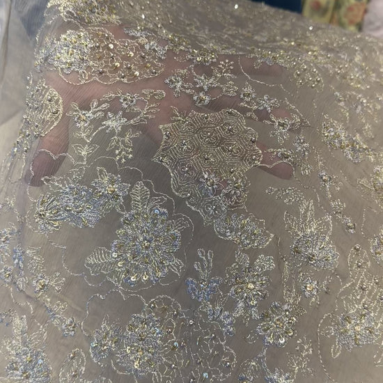 Fabareeze Grey Applique Cutwork Hand Embellished