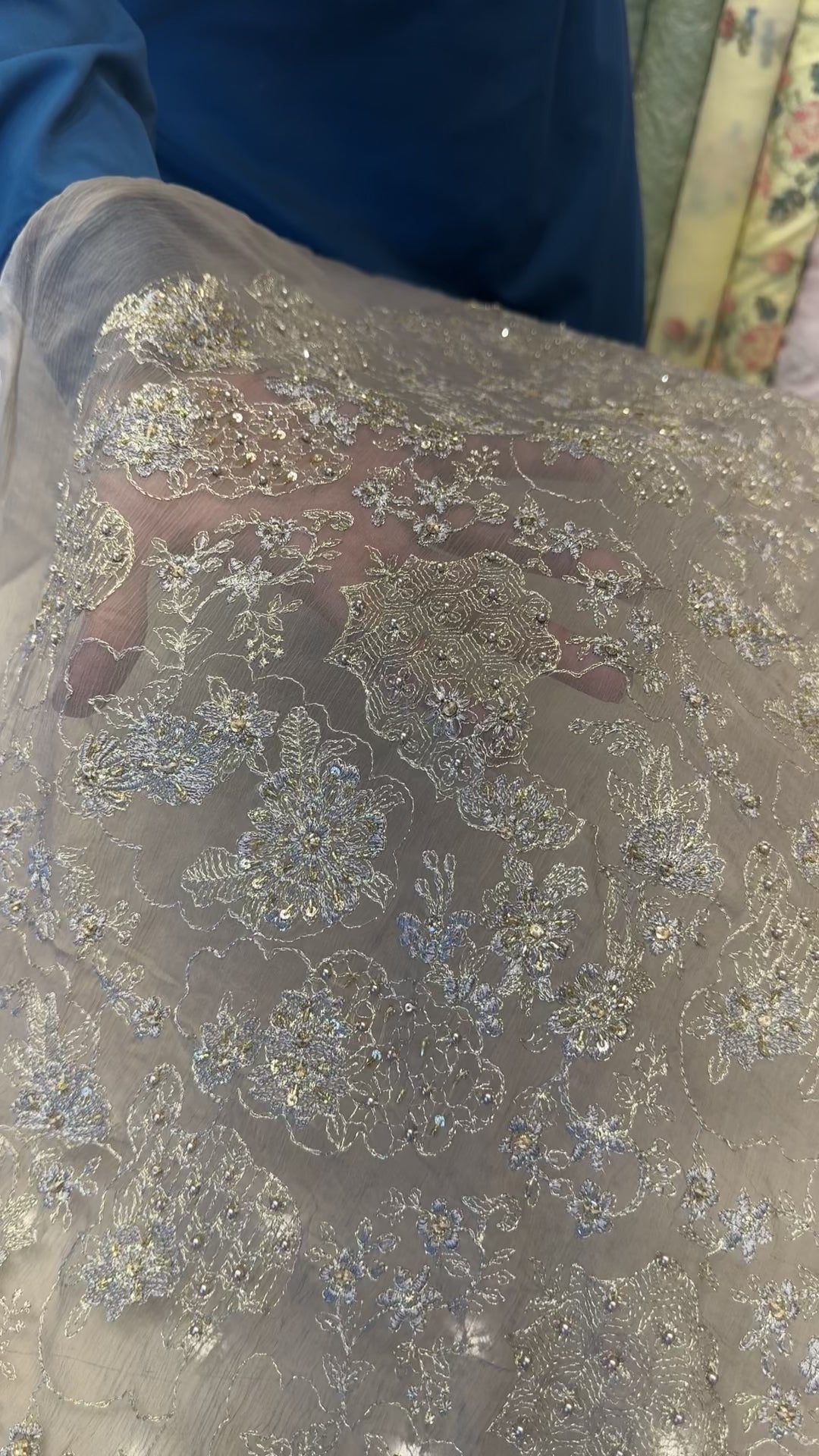 Fabareeze Grey Applique Cutwork Hand Embellished