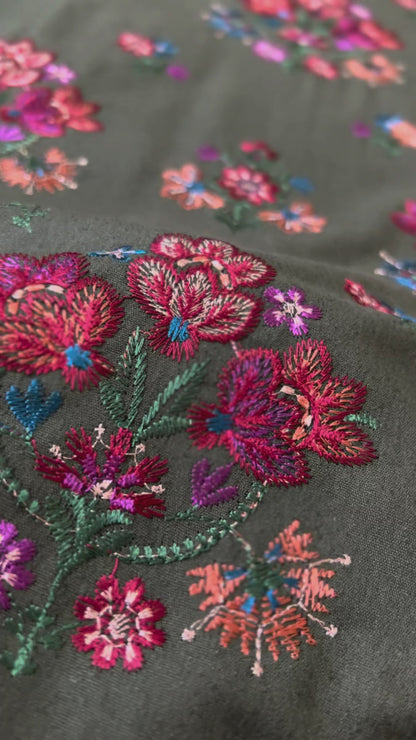 Fabareeze Olive Green Embroidered Karandi video
